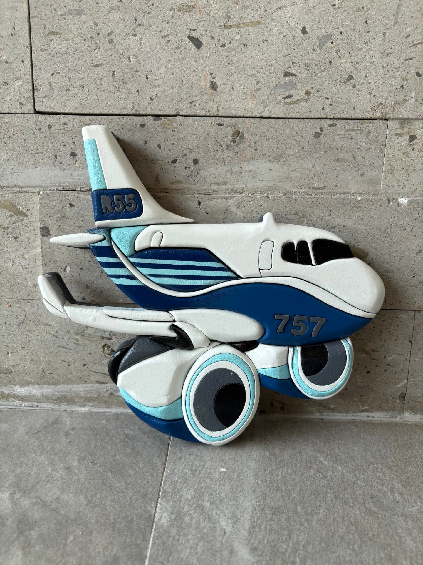 Escultura en madera por capas: Boeing 757